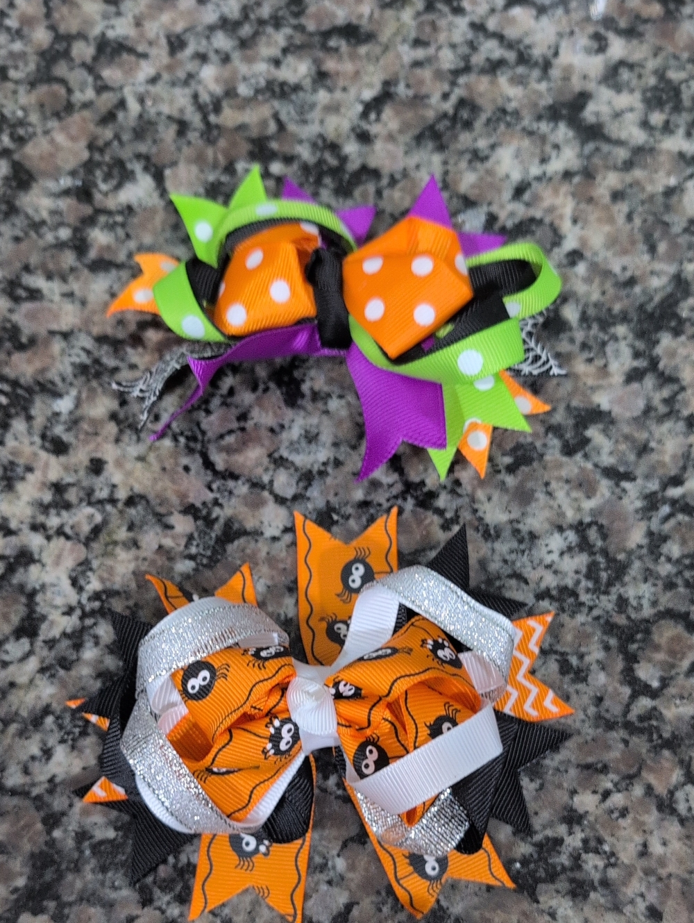 Halloween Hair Bow Set Orange & Purple